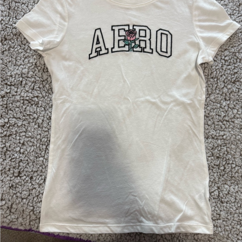 Aeropostale White Tee with Black and Pink Logo